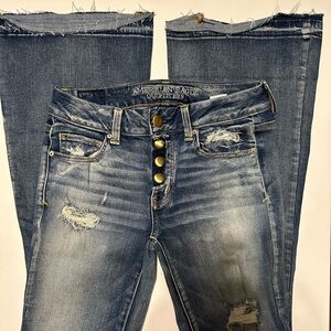 American Eagle Outfitters Women's Flare Distressed Denim